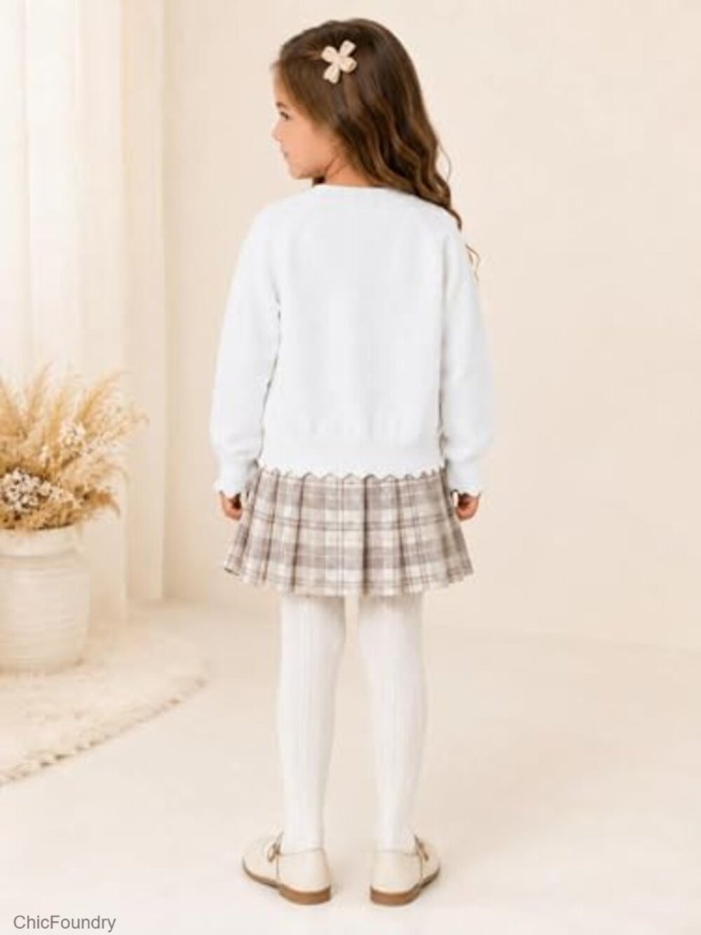 Girls Cardigan Sweater Button Down Knit Dress Cover Up Long Sleeve - Picture 6 of 7